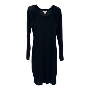 Motherhood Black Long Sleeve Midi Dress Fabric Gathering @ Neck Sleeves Size M